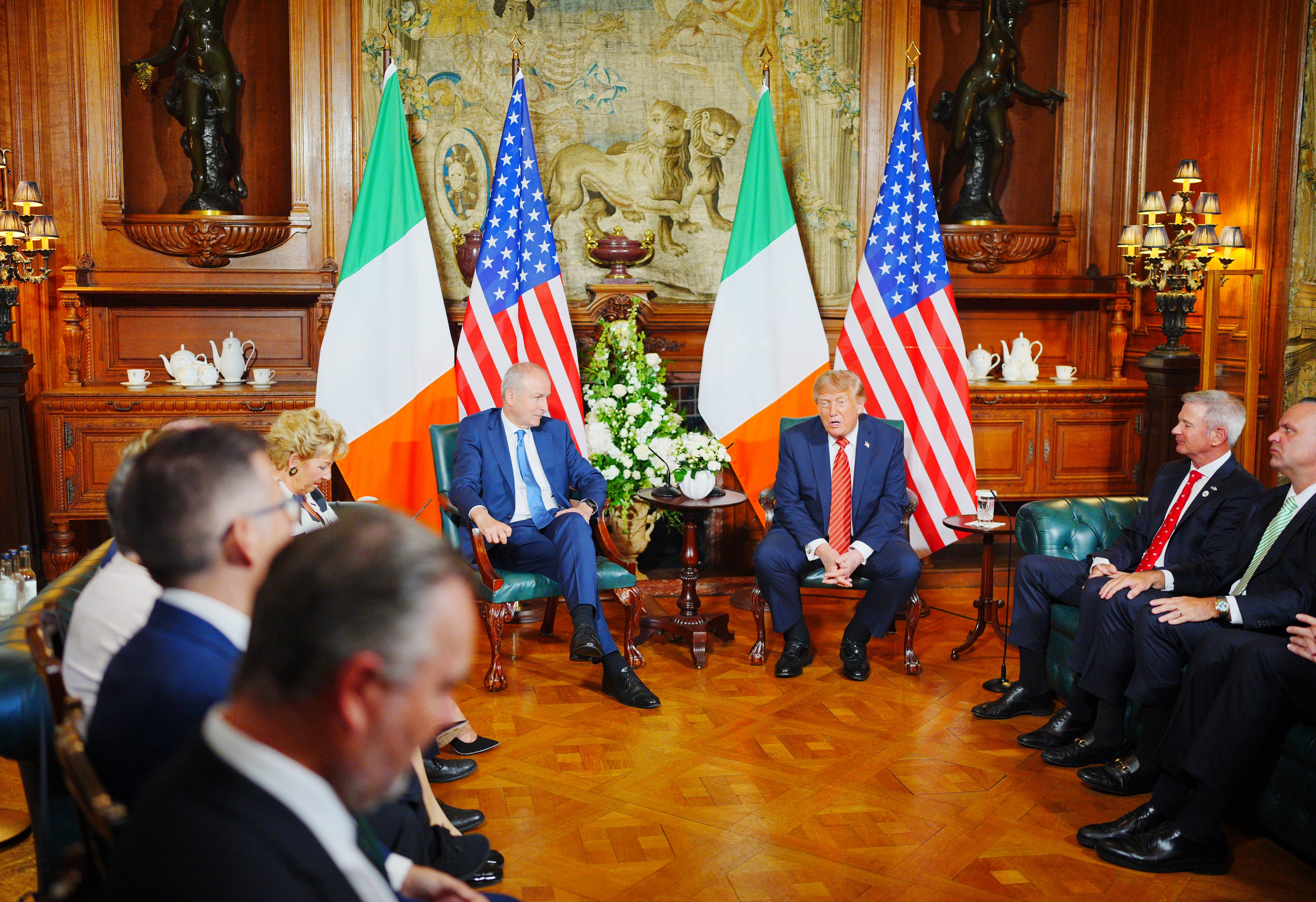 Mr Trump during a meeting with Taoiseach Micheál Martin at Farmleigh House, Dublin