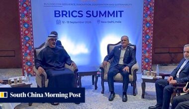 Iranian president, Abu Dhabi crown prince meet on sidelines of Brics summit in India