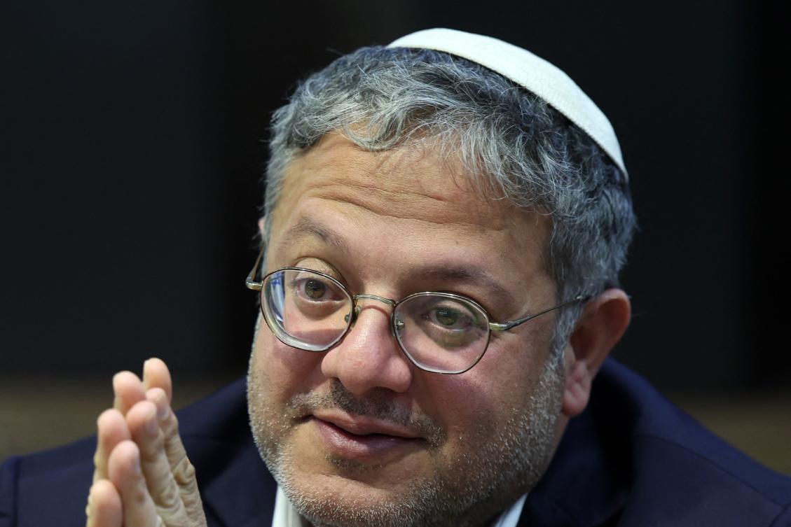 Israeli National Security Minister Itamar Ben Gvir was banned from France after posting a video mocking captured activists from a Gaza-bound aid flotilla. (AFP)