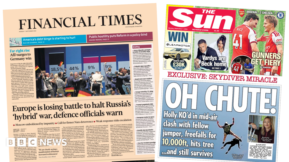 "Europe is losing battle to halt Russia's 'hybrid' war, defence officials warn" reads the headline on the front page of the Financial Times.
