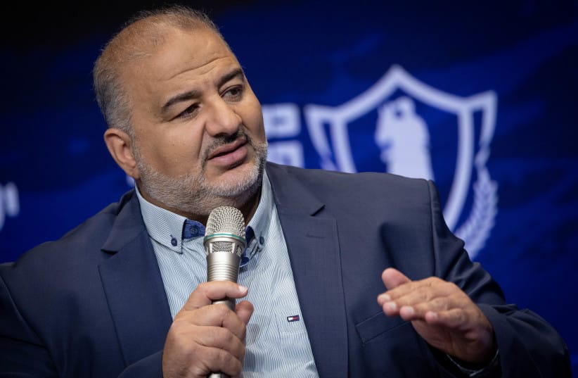 Ra'am Party head MK Mansour Abbas attends a conference of Israel Hayom newspaper in Jerusalem, September 6, 2023.