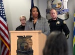 Portland Public Schools Superintendent Kimberlee Armstrong speaks at a press conference on Sept. 9, 2026 in Portland, Ore., following an incident involving a student at Benson High School on Sept. 8. Police said a 15-year-old boy inhaled a toxic mixture of chemicals he had brought from home, and then he spilled some of that mixture on the floor.