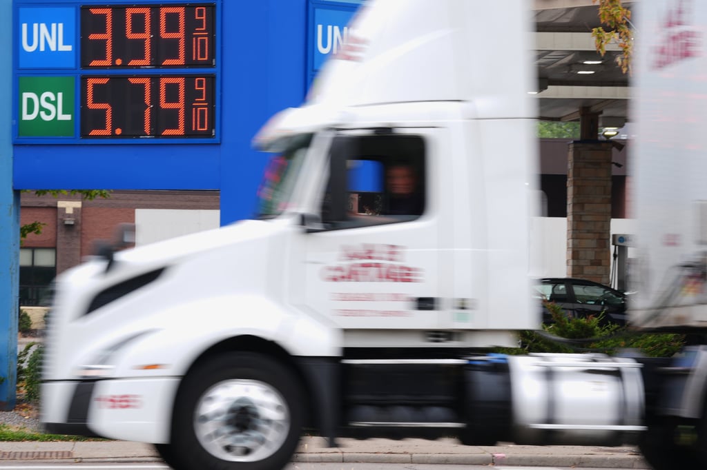 Diesel prices are displayed at a petrol station as prices hit a record high in the US on September 4. Photo: AP