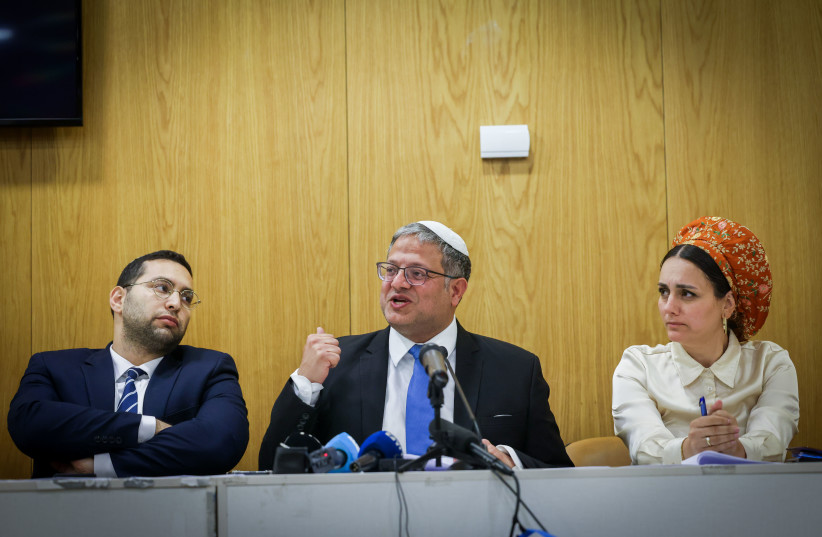 Otzma Yehudit leader and National Security Minister Itamar Ben-Gvir speaks at the Knesset, in Jerusalem, on June 3, 2024