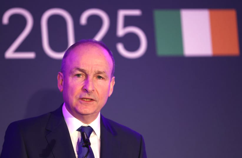 Ireland's Prime Minister Micheal Martin speaks during a cultural reception ahead of UK/Eire Summit at the Museum of Liverpool on March 5, 2025, in Liverpool, England.