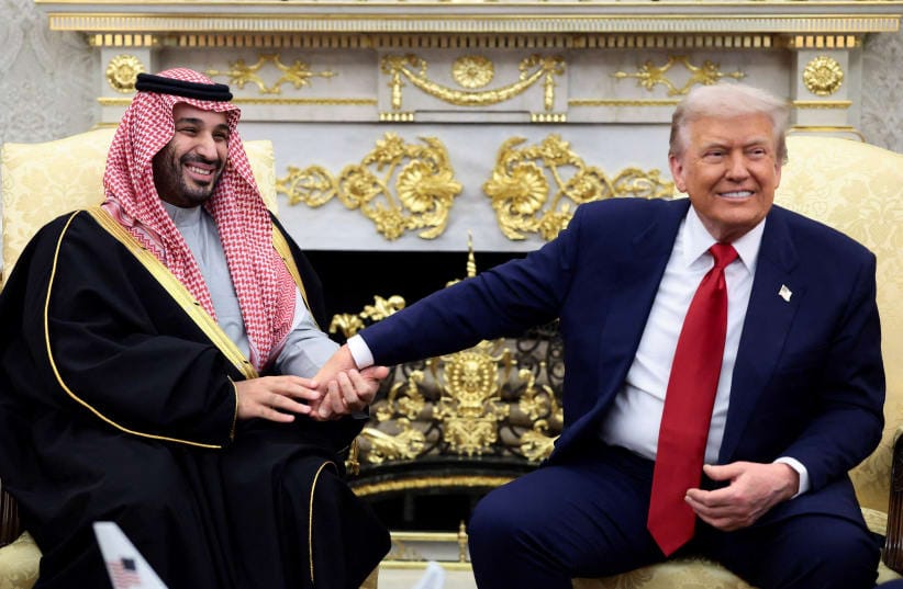 US PRESIDENT Donald Trump meets with Saudi Crown Prince MBS in the White House’s Oval Office, Nov. 18.
