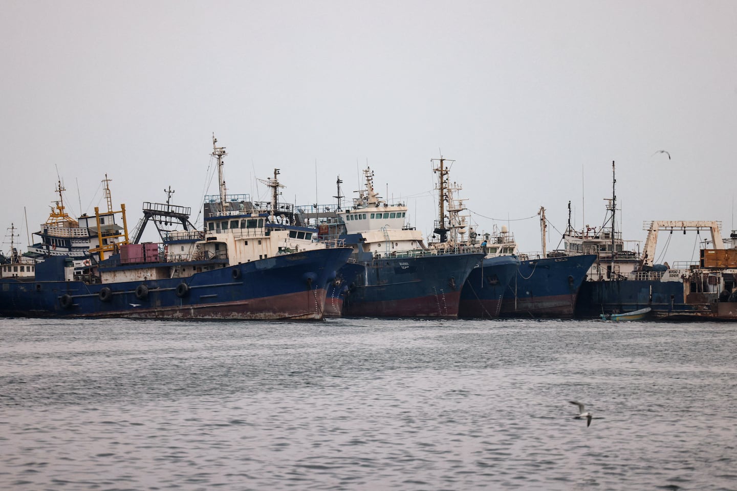 Ships were seen anchored at the Five-Step local fishing harbor in the port city of Bandar Abbas in southern Iran on Saturday.
