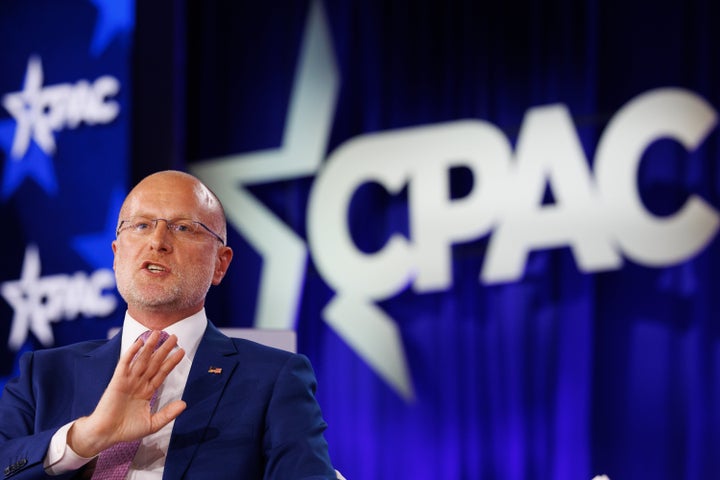 Federal Communications Commission chair Brendan Carr speaks at Conservative Political Action Conference in Grapevine, Texas in March.