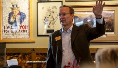 Alme stands firm on Iran war at Ennis event
