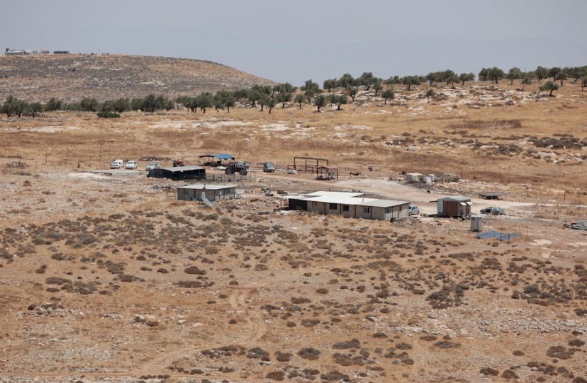 Israeli settlement structures being installed near the Palestinian Christian village of Taybeh, in the West Bank, August 10, 2026