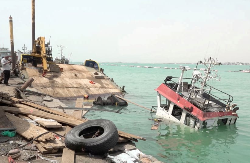 Damage in the aftermath of Houthi strikes on the Red Sea port city of Mocha, Yemen, August 10, 2026 in this screengrab taken from a handout video.