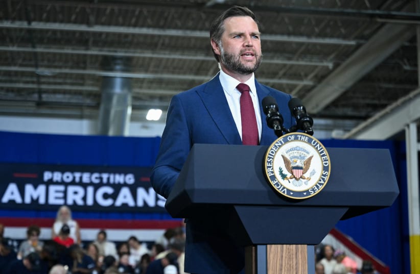 US Vice President JD Vance speaks at a MAGA Inc. super PAC event in Sterling Heights, Michigan, US, August 31, 2026. 