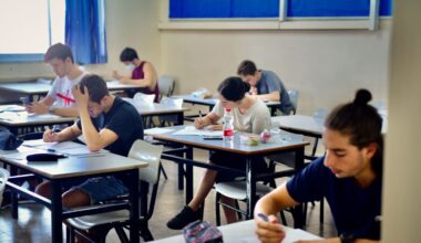 Keshet high school students take their mathematics matriculation examination (Bagrut), in Tel Aviv, June 29, 2020.