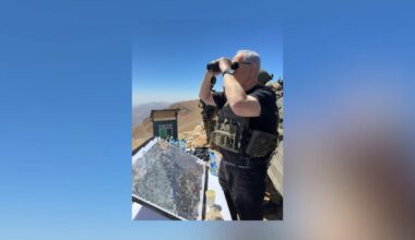 Prime Minister Netanyahu on Mount Hermon, overlooking Syria during a tour briefing him and the Defense Minister Israel Katz on the situation with Syria.