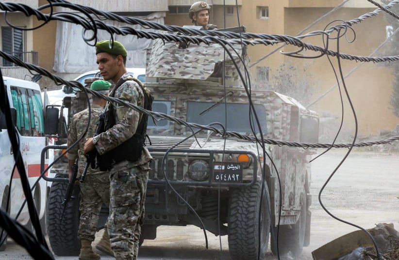 Lebanese army forces deploy in the aftermath of an overnight Israeli airstrike on the village of Kfar Roummane in southern Lebanon on September 7, 2026.