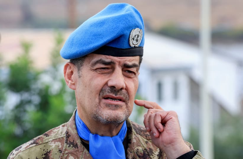 Head of Mission and Force Commander of the United Nations Interim Force in Lebanon (UNIFIL) Major General Diodato Abagnara of the Italian Army at the UNIFIL base, near Mansouri, Southern Lebanon, September 19, 2026. 