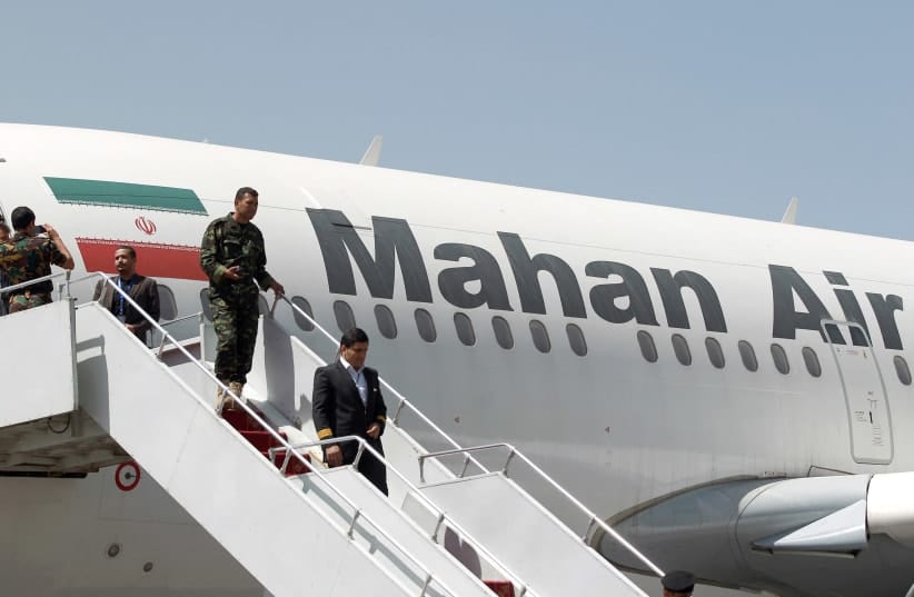 An Airbus A310-304 aircraft of Iranian airliner Mahan Air sits on the tarmac after landing at Sanaa International Airport in the Yemeni capital on March 1, 2015; Illustrative.