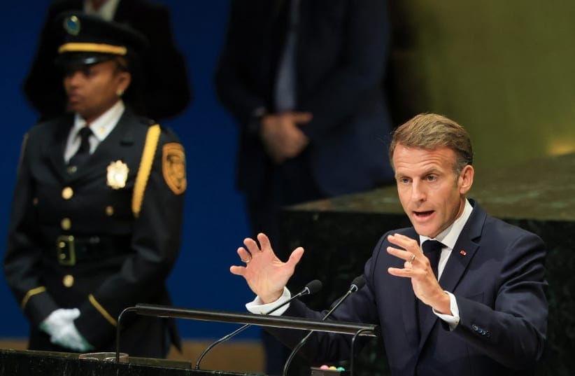 France's President Emmanuel Macron addresses the 81st United Nations General Assembly at UN headquarters in New York City, US, September 22, 2026.