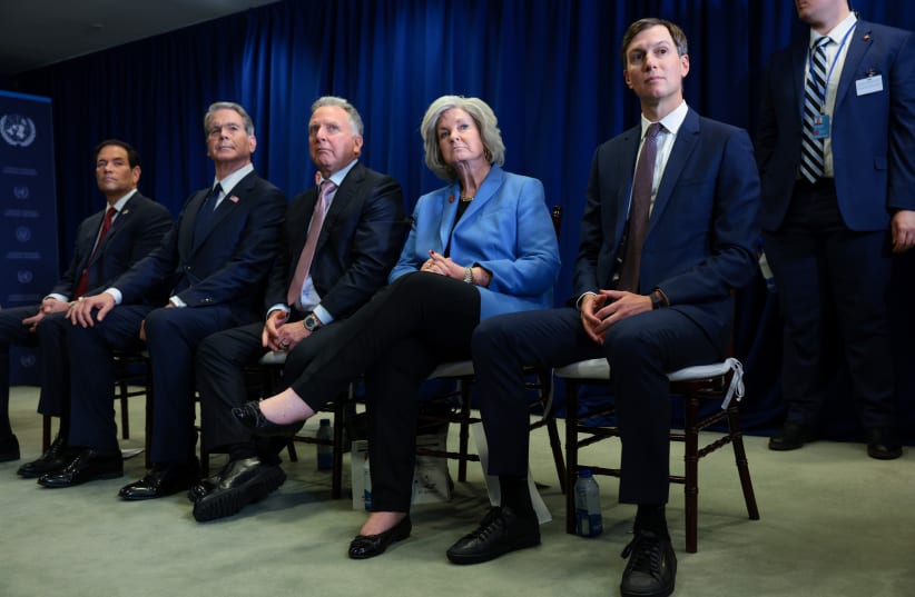  (L-R) U.S. Secretary of State Marco Rubio, U.S. Treasury Secretary Scott Bessent, Special Envoy to the Middle East Steve Witkoff, White House Chief of Staff Susie Wiles and United States Special Envoy for Peace Jared Kushner,  81st session of the UNGA September 22, 2026.
