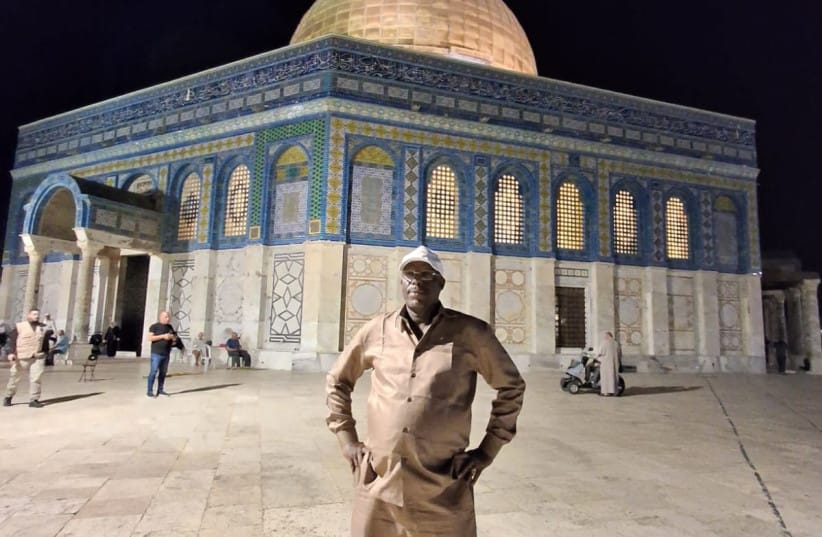 Ahmed Dirie in front of the Dome of the Rock on Jerusalem's Temple Mount. September 2026.