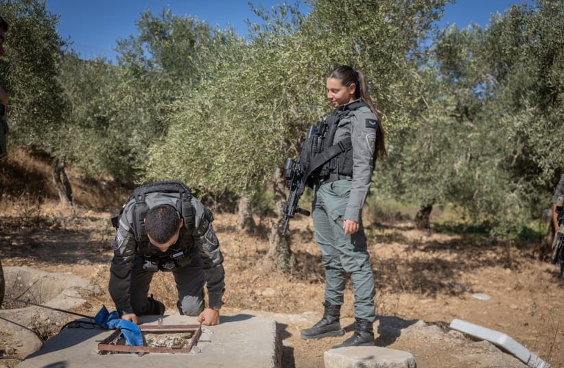Israeli Border Police forces from the Jerusalem Envelope unit uncover a tunnel that Palestinians allegedly attempted to dig beneath the separation barrier near the village of Al-Jib, West Bank, September 9, 2026. 