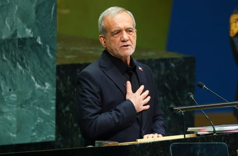 Iran's President Masoud Pezeshkian addresses the 81st United Nations General Assembly (UNGA) at UN headquarters in New York City, US, September 23, 2026.