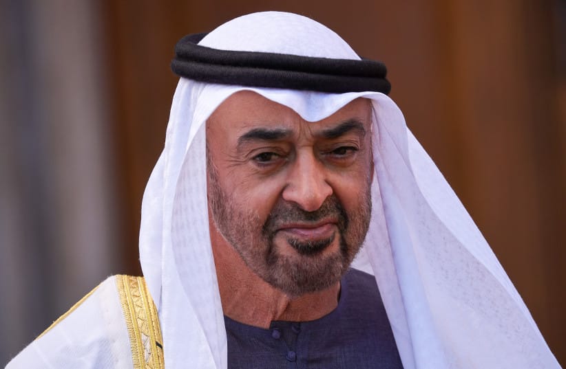 UAE President Mohammed bin Zayed Al Nahyan looks on shortly after being greeted by President German President Frank-Walter Steinmeier, at Villa Borsig on September 10, 2026 in Berlin, Germany. (credit: Omer Messinger/Getty Images)