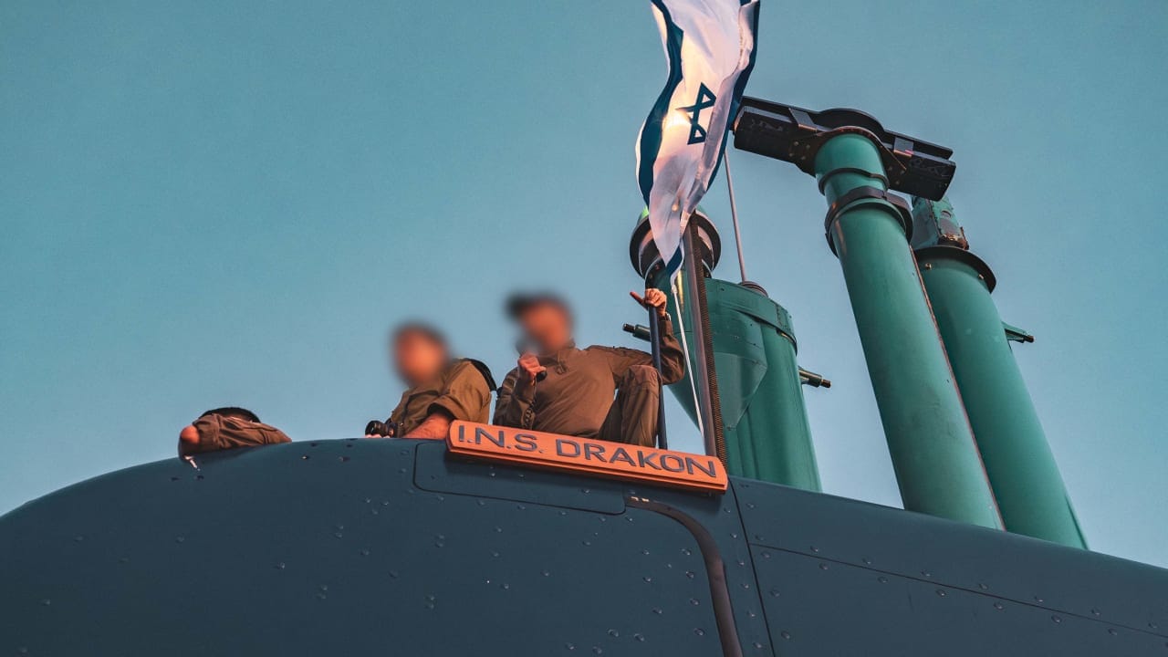 The INS Dragon at sea near Haifa in images released on September 24, 2026.