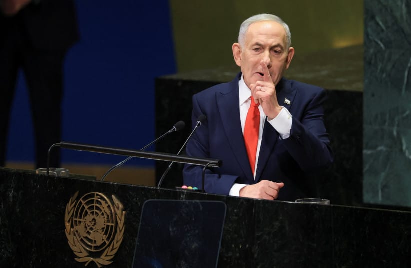 Israeli Prime Minister Benjamin Netanyahu addresses the 81st United Nations General Assembly (UNGA) at UN headquarters in New York City, US, September 24, 2026.