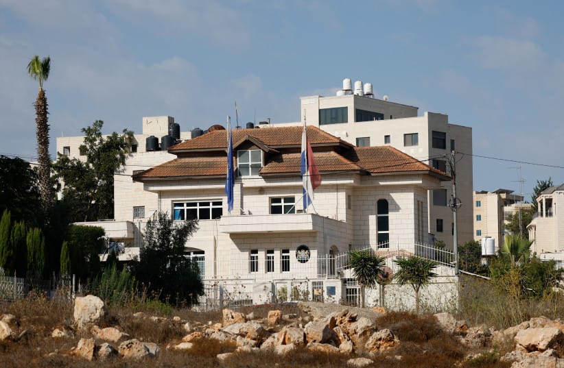 Exterior of the representative office of the Netherlands, after Israel said it would revoke the diplomatic status of Dutch diplomats, in Ramallah, West Bank, September 28, 2026.