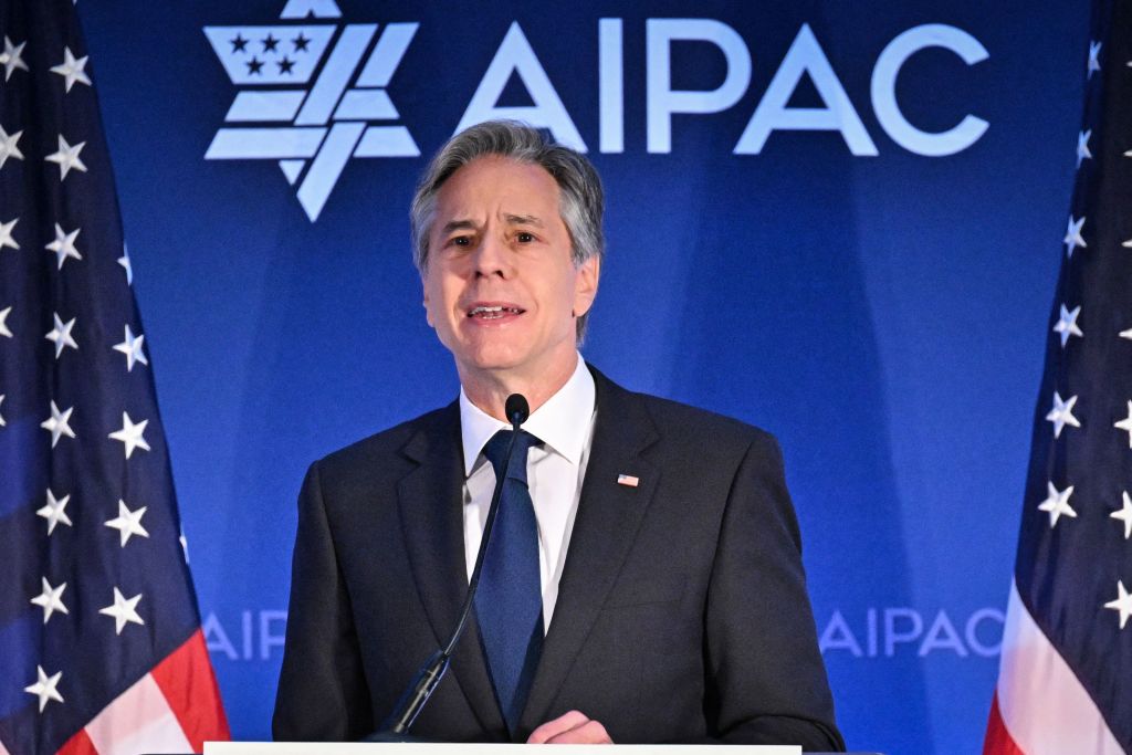 Antony Blinken speaks at the AIPAC policy summit in Washington, DC, on June 5, 2023.