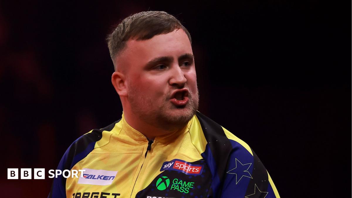Luke Littler looks frustrated