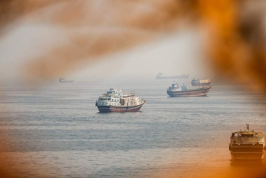Vessels near the Strait of Hormuz.