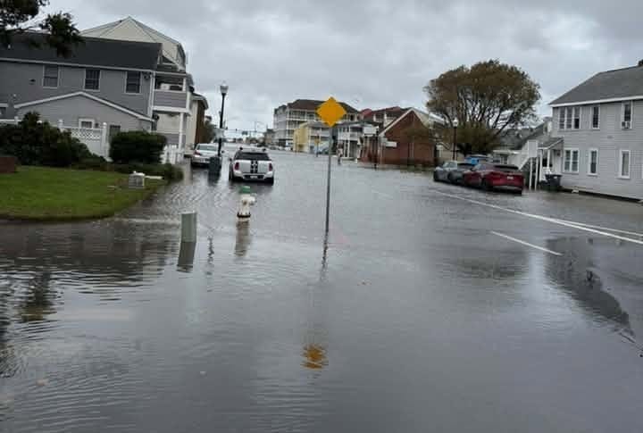 Coastal flooding in Ocean City, Maryland on Saturday morning.
