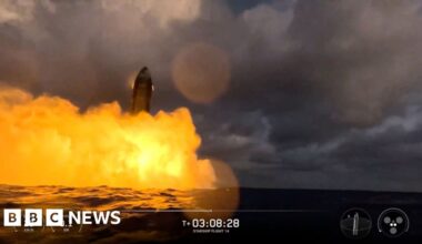 Watch: Starship splashdown ends in fireball