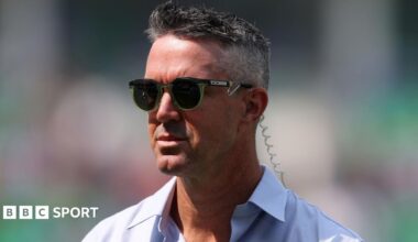 Kevin Pietersen looks on during a commentary spell