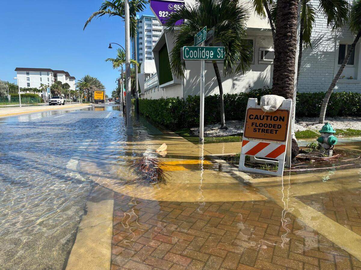 King tide submerged the intersection of Ocean Drive and College Street in Hollywood, Florida on Sunday Sept. 27, 2026.