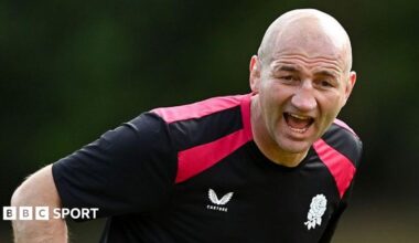 England coach Steve Borthwick shouts during a training session in June 2026