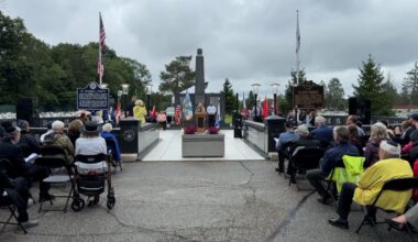 Attendees pay tribute at the annual commemoration held on the Sunday between Rosh Hashanah and Yom Kippur at the Kol Israel Foundation Holocaust National Memorial in Cuyahoga County.