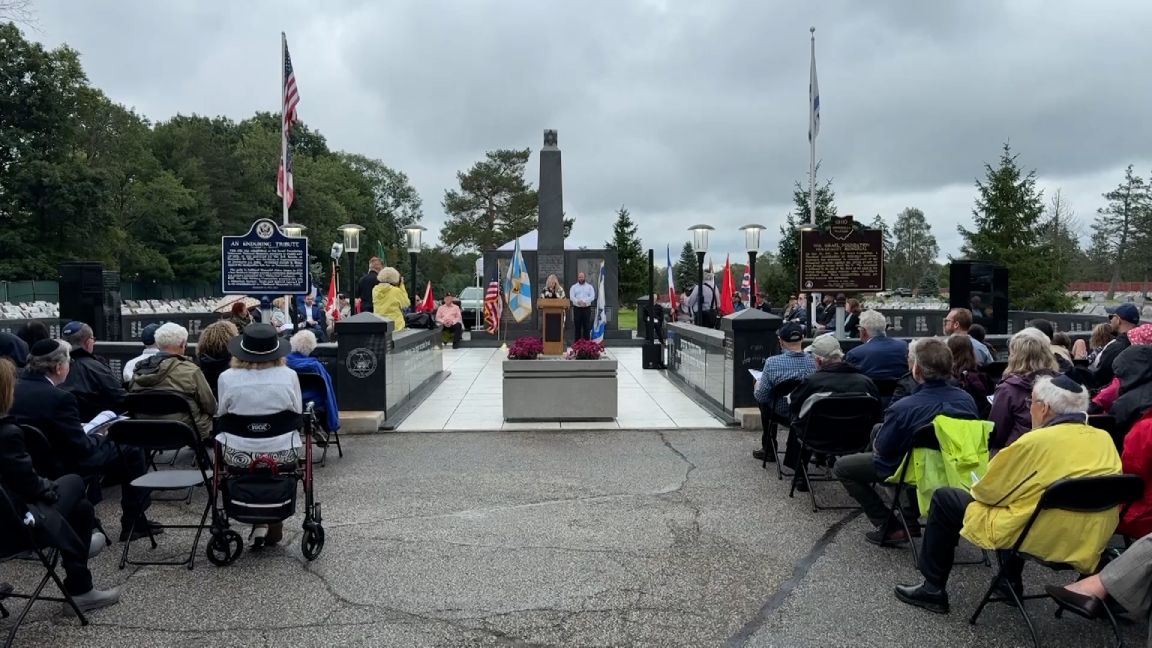 Attendees pay tribute at the annual commemoration held on the Sunday between Rosh Hashanah and Yom Kippur at the Kol Israel Foundation Holocaust National Memorial in Cuyahoga County.