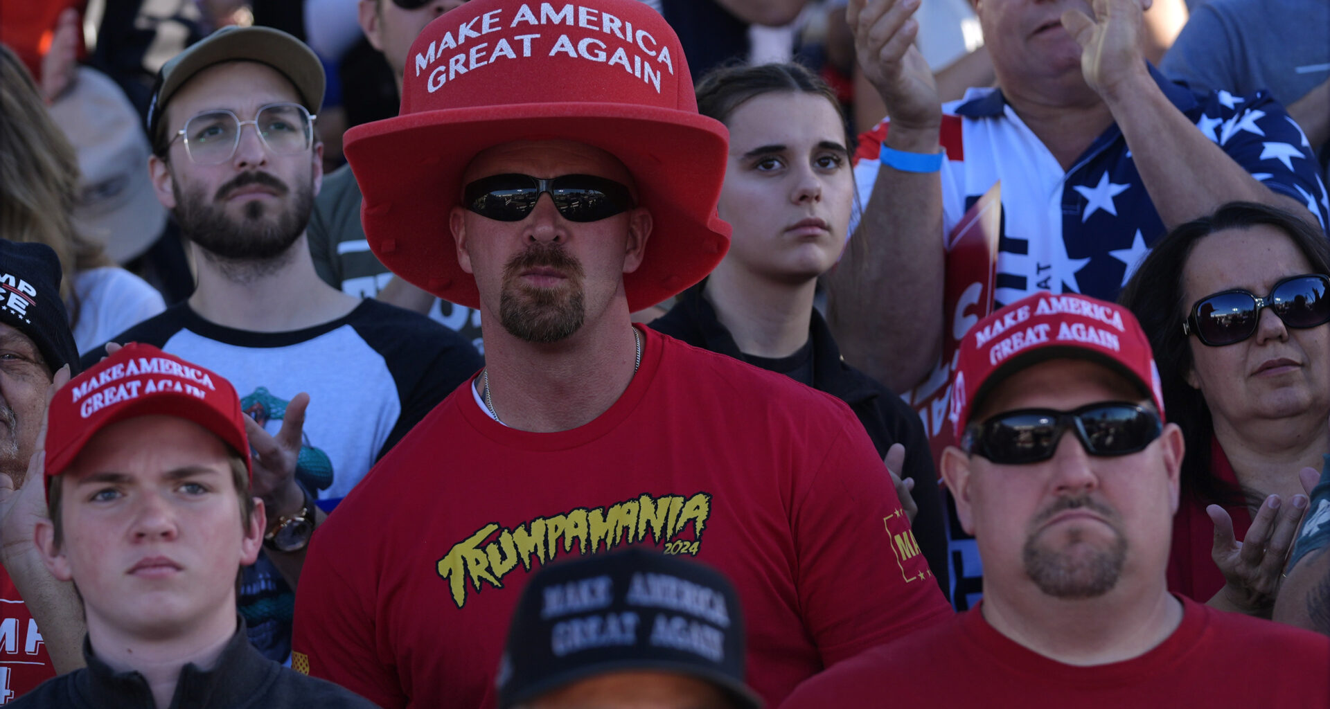 Supporters arrive before Republican presidential nominee former President Donald Trump speaks during a campaign rally at Arnold Palmer Regional Airport, Saturday, Oct. 19, 2024, in Latrobe, Pa. (AP Photo/Evan Vucci)