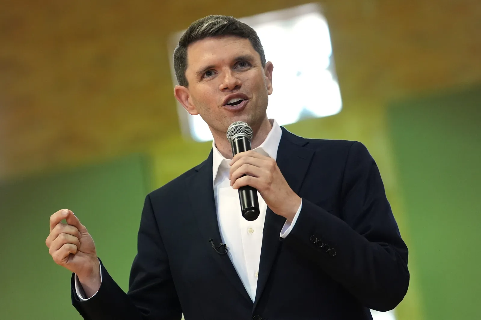 Democratic U.S. Senate candidate James Talarico speaks in Dallas on September 9, 2026.