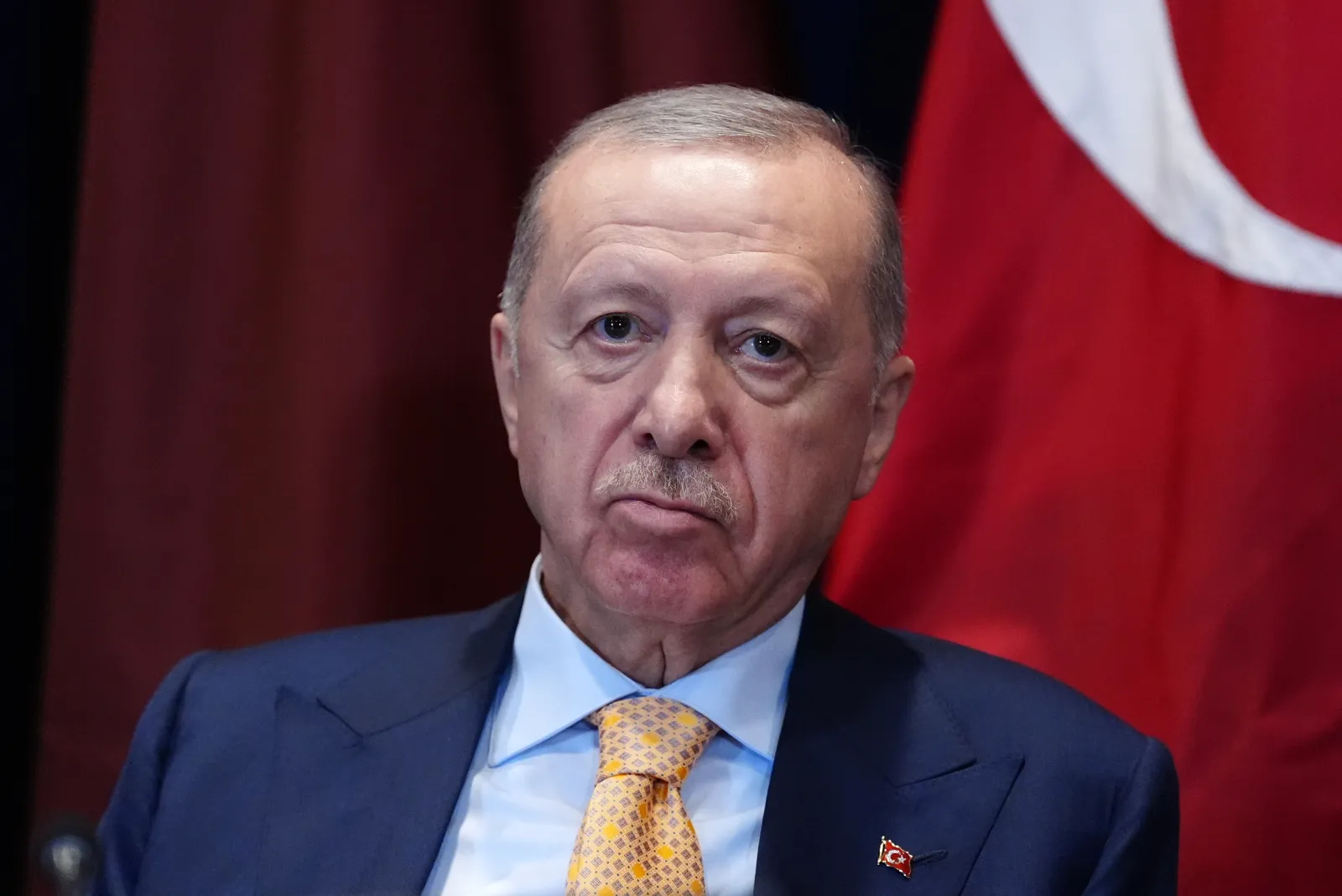Turkish President Recep Tayyip Erdogan listens during a meeting with President Donald Trump at a multilateral meeting with the Gulf Cooperation Council during the United Nations General Assembly, September 22, 2026, in New York.
