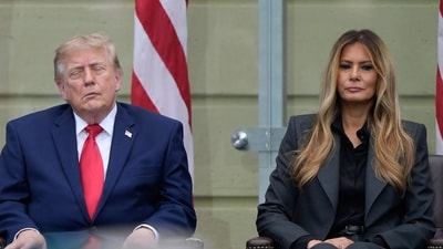 President Trump appeared to slouch and droop during the 9/11 observance ceremony. (AP Photo/Manuel Balce Ceneta)