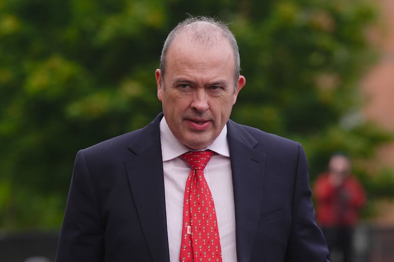Kieran Vaughan KC, barrister for Jeffrey Donaldson, arriving at Newry Crown Court for the sentencing hearing for the former DUP leader. Photograph: Brian Lawless/PA Wire