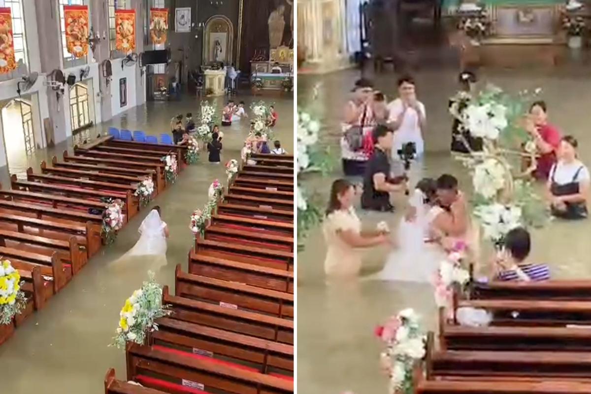 Bride refuses to let flooded church dampen big day, gets hitched in waist-high water