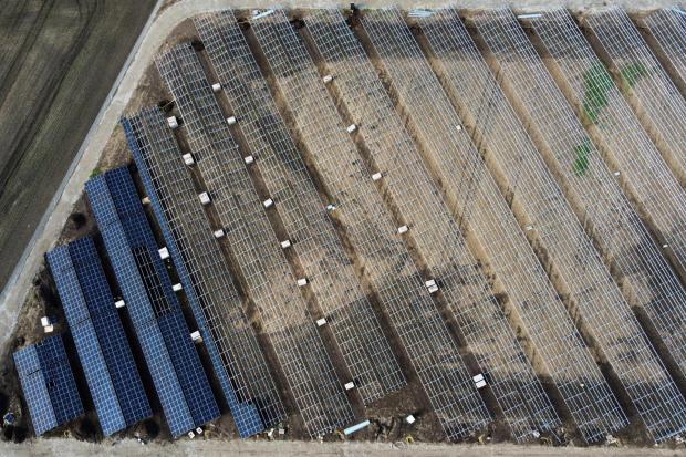 A new solar farm is being built near Quedlinburg, Germany.