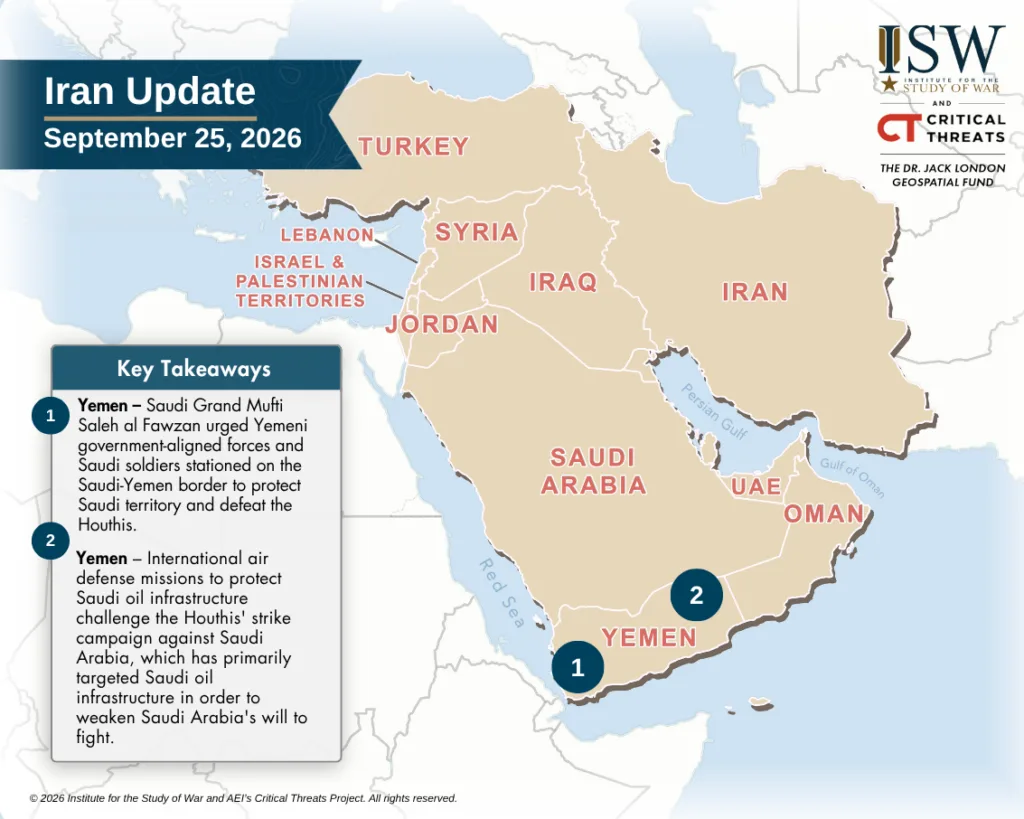 Daily Iran Update Horizontal Graphic, September 25, 2026 Daily Iran Update Horizontal Graphic, September 25, 2026