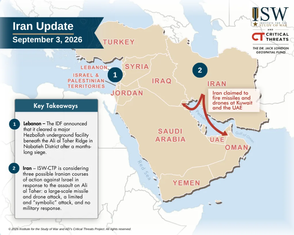 Iran Update, September 3, 2026