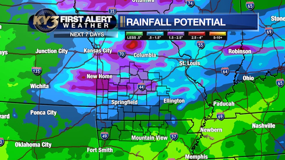 With rich moisture ahead of a cold front, locally heavy rain will be possible with any storms.
